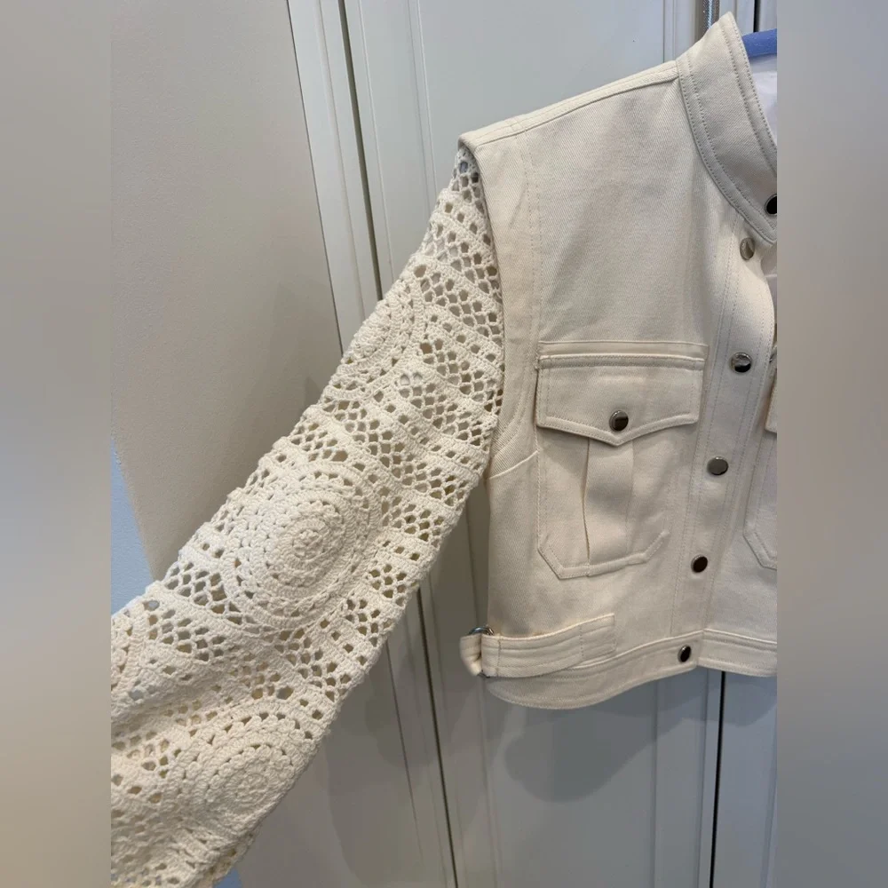 Veronica Beard Aylin Crochet-Sleeve Jacket – Size  small 4/6 - Picture 13 of 15